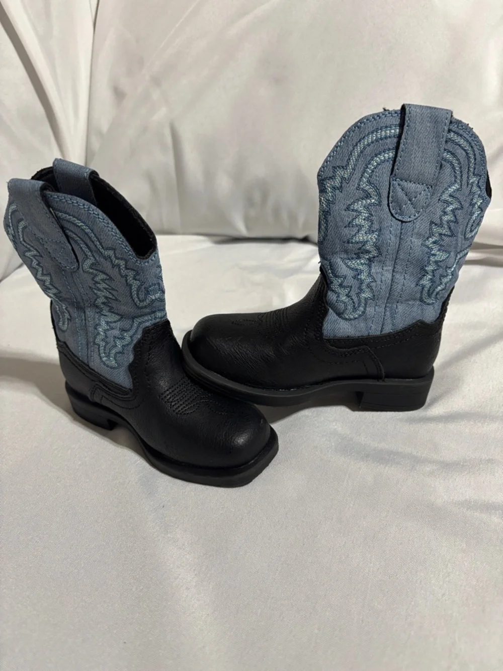 Dream Pairs Black and Light Blue Kids Western Boots